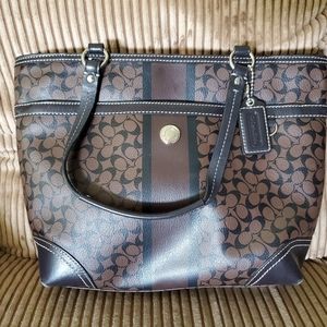 Coach F15137 Heritage Stripe Tote Bag